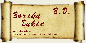 Borika Dukić vizit kartica